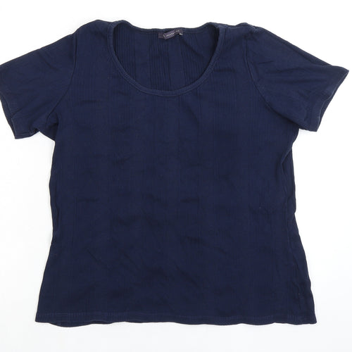 Marks and Spencer Womens Blue 100% Cotton Basic T-Shirt Size 18 Round Neck