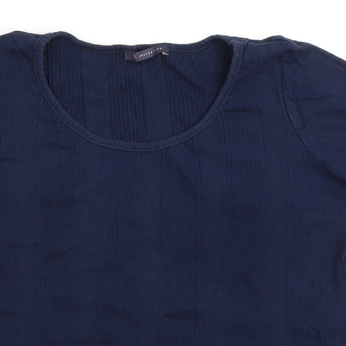 Marks and Spencer Womens Blue 100% Cotton Basic T-Shirt Size 18 Round Neck