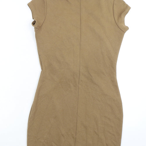 Jus d'Orange Womens Beige Viscose Bodycon Size 8 Square Neck Pullover