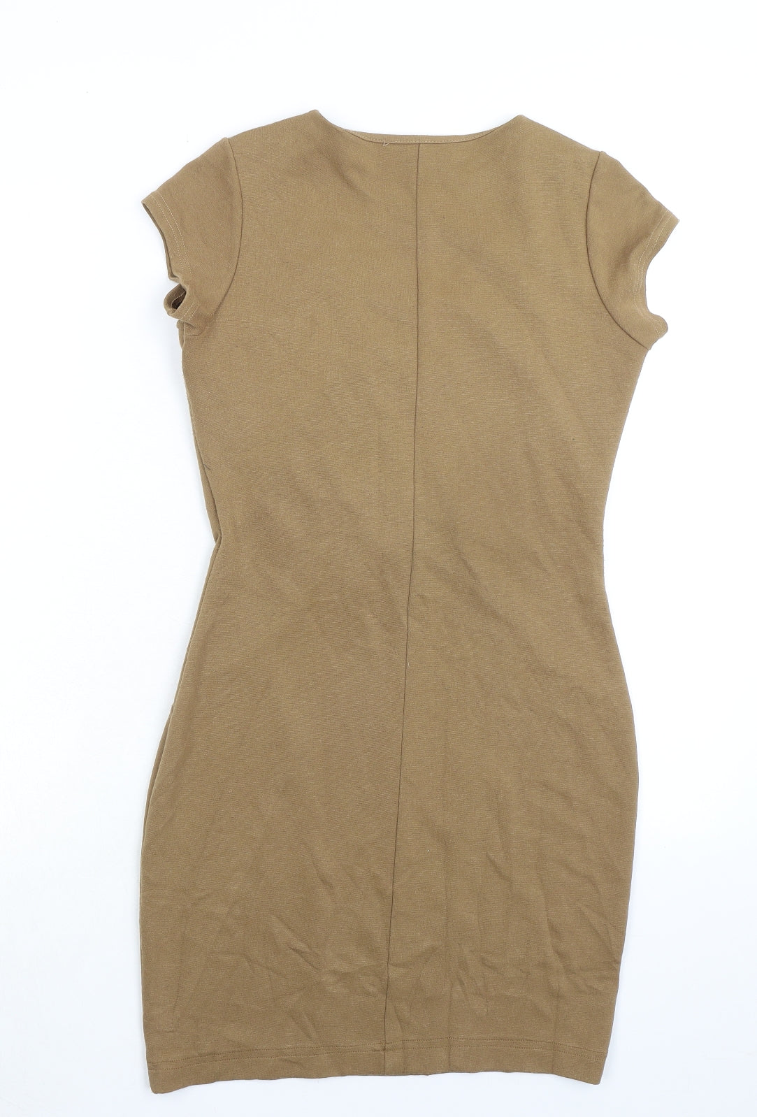 Jus d'Orange Womens Beige Viscose Bodycon Size 8 Square Neck Pullover