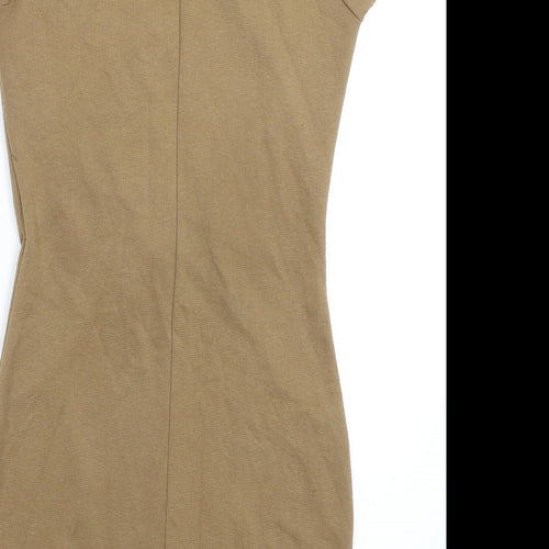 Jus d'Orange Womens Beige Viscose Bodycon Size 8 Square Neck Pullover