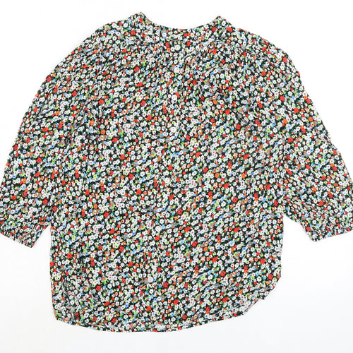 Marks and Spencer Womens Multicoloured Floral Viscose Basic Blouse Size 6 Round Neck