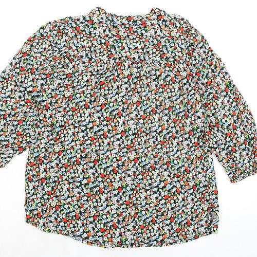 Marks and Spencer Womens Multicoloured Floral Viscose Basic Blouse Size 6 Round Neck