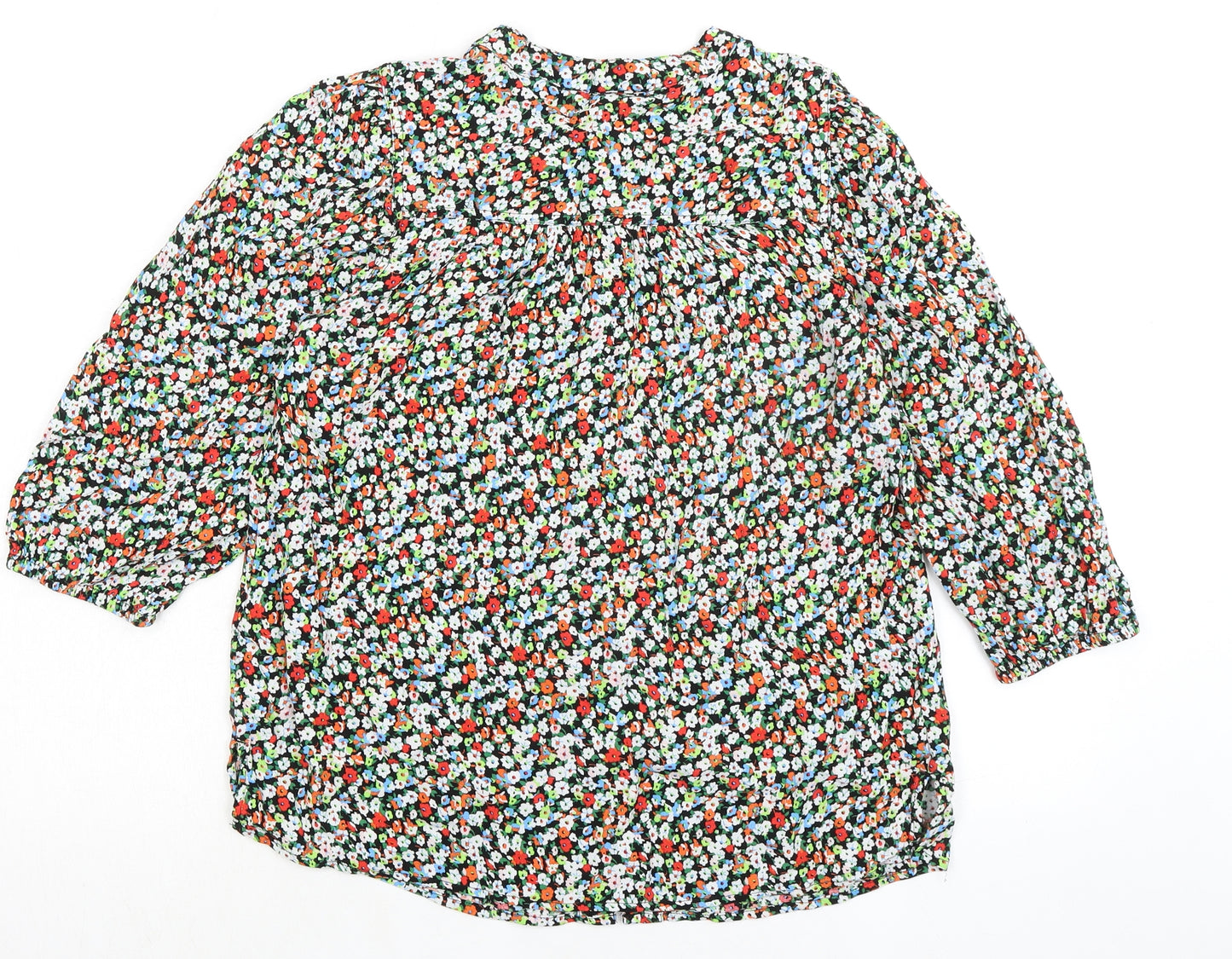Marks and Spencer Womens Multicoloured Floral Viscose Basic Blouse Size 6 Round Neck