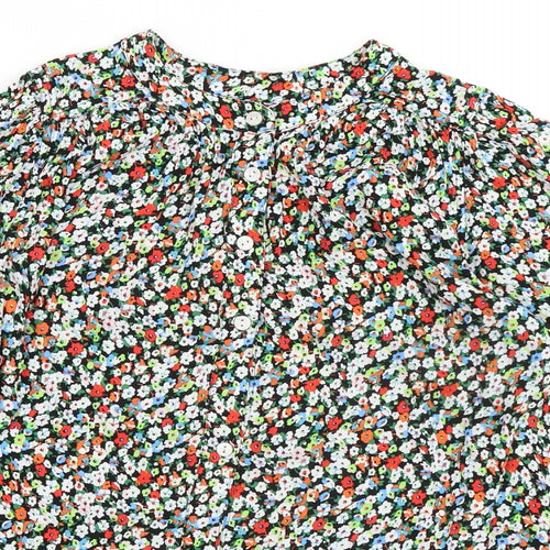 Marks and Spencer Womens Multicoloured Floral Viscose Basic Blouse Size 6 Round Neck