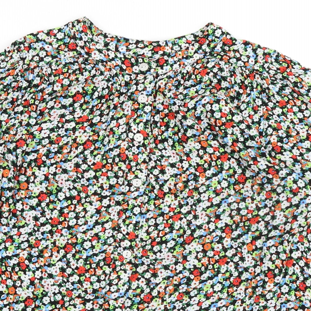 Marks and Spencer Womens Multicoloured Floral Viscose Basic Blouse Size 6 Round Neck