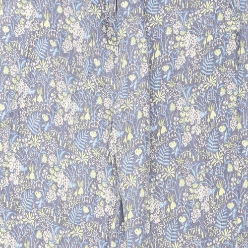 NEXT Womens Multicoloured Floral Linen Trousers Size 14 L28 in Regular Zip