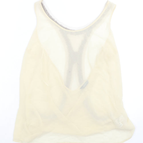 Limited Collection Womens Ivory Polyester Basic Tank Size 16 Round Neck