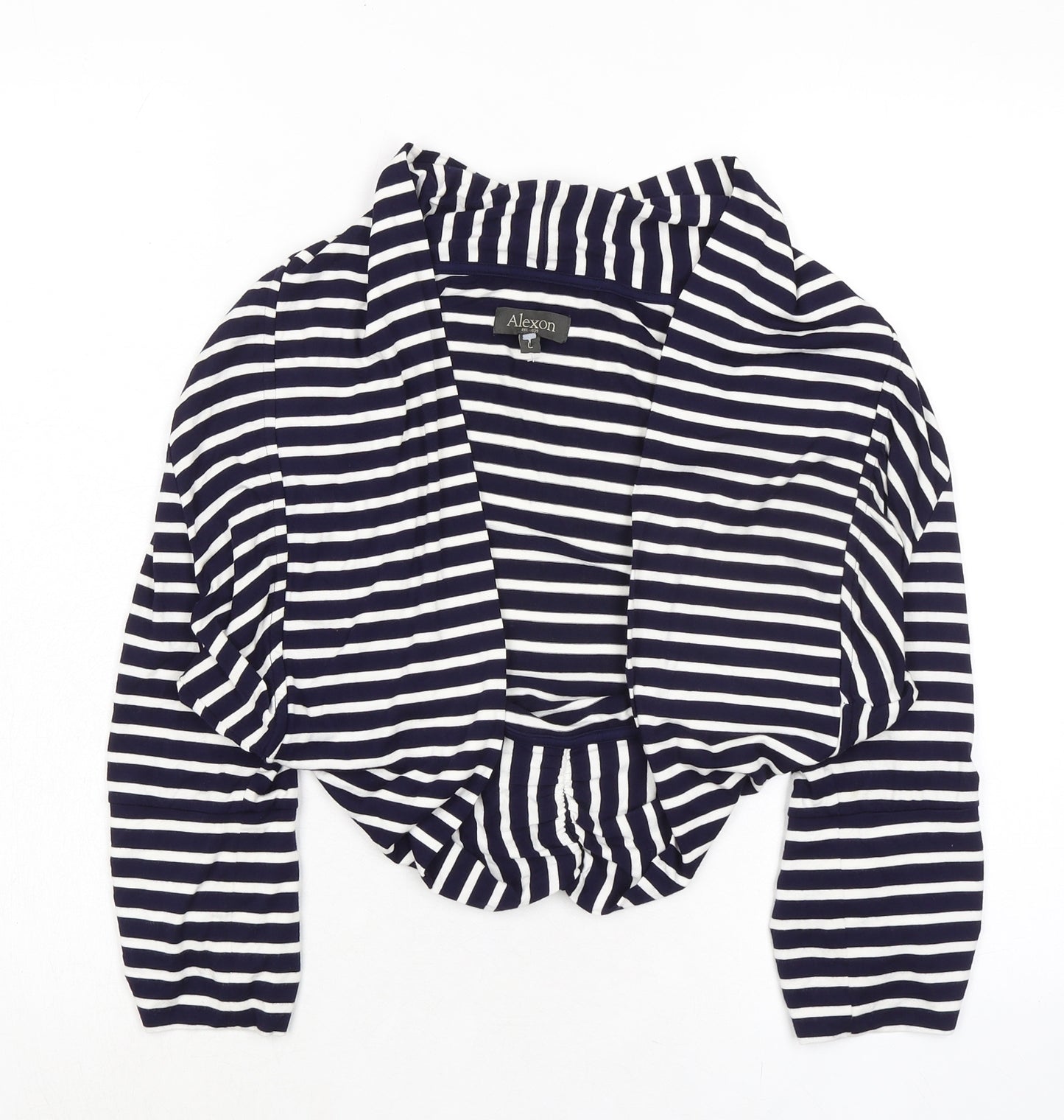 Alexon Womens Blue Striped Viscose Kimono Blouse Size L V-Neck