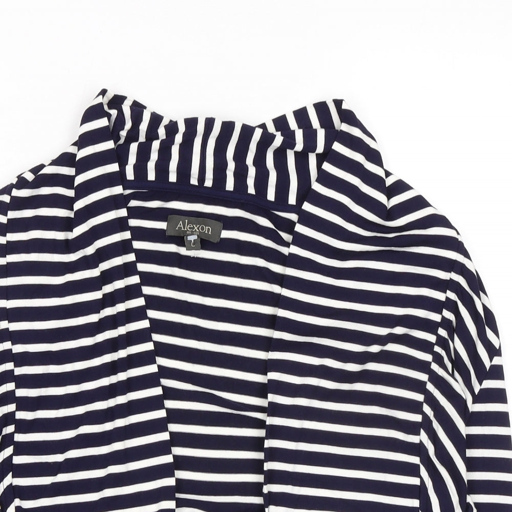 Alexon Womens Blue Striped Viscose Kimono Blouse Size L V-Neck