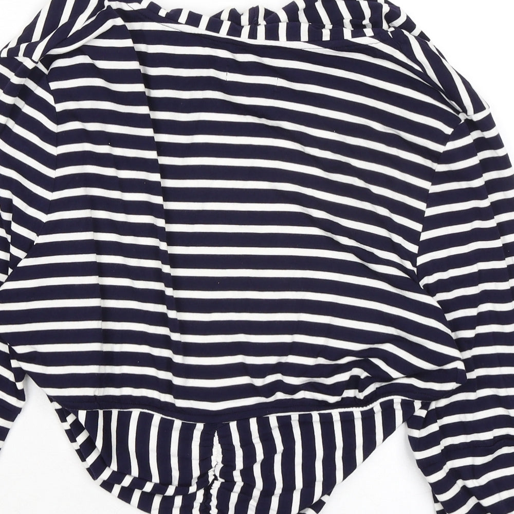 Alexon Womens Blue Striped Viscose Kimono Blouse Size L V-Neck