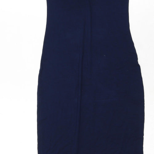Boohoo Womens Blue Viscose Maxi Size 6 Round Neck Pullover