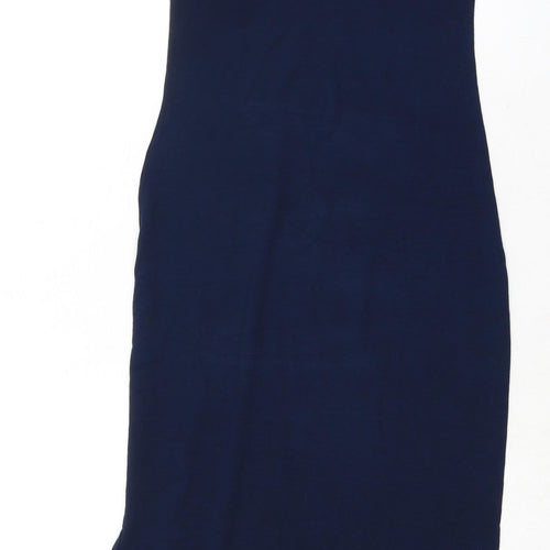 Boohoo Womens Blue Viscose Maxi Size 6 Round Neck Pullover