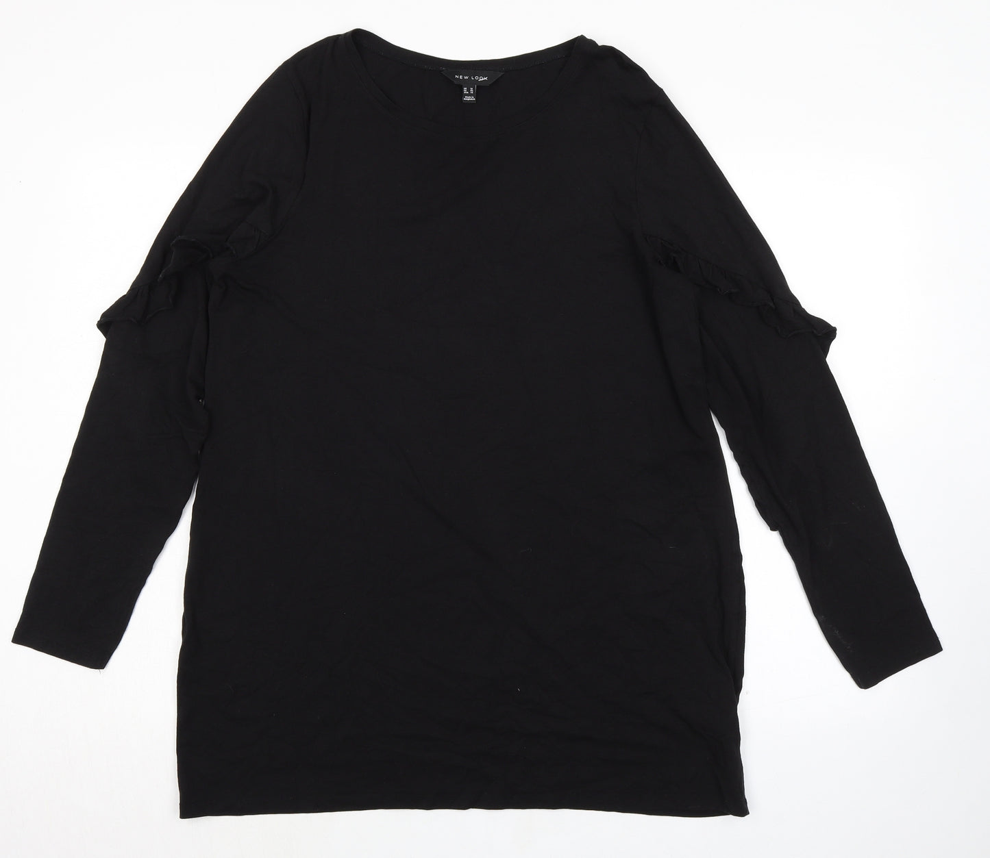 New Look Womens Black Modal Tunic T-Shirt Size 18 Boat Neck