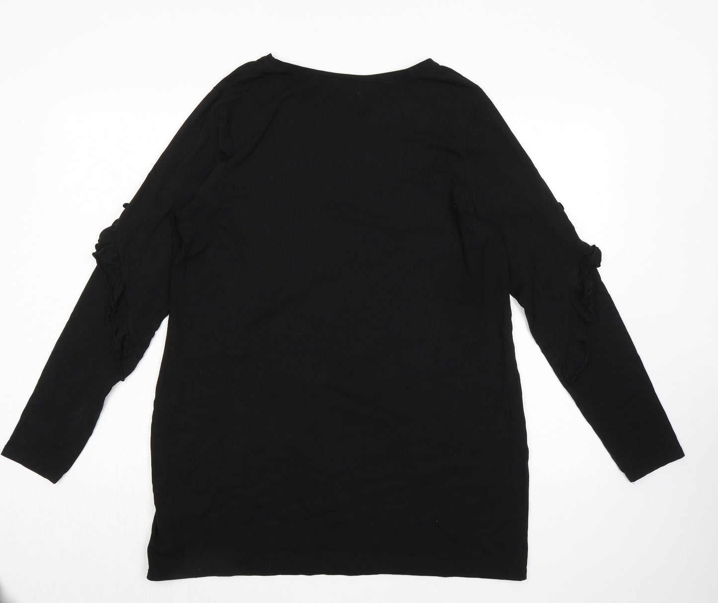 New Look Womens Black Modal Tunic T-Shirt Size 18 Boat Neck