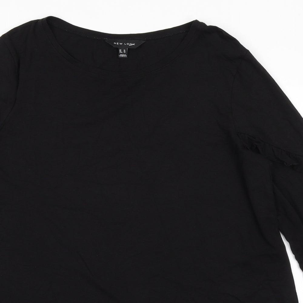 New Look Womens Black Modal Tunic T-Shirt Size 18 Boat Neck