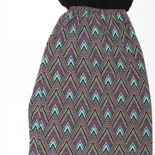 Eclipse Womens Multicoloured Geometric Polyester Maxi Size L Round Neck Pullover