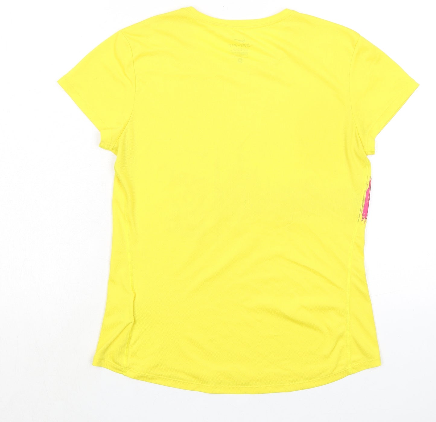 Nike Womens Yellow Polyester Basic T-Shirt Size S Round Neck Pullover