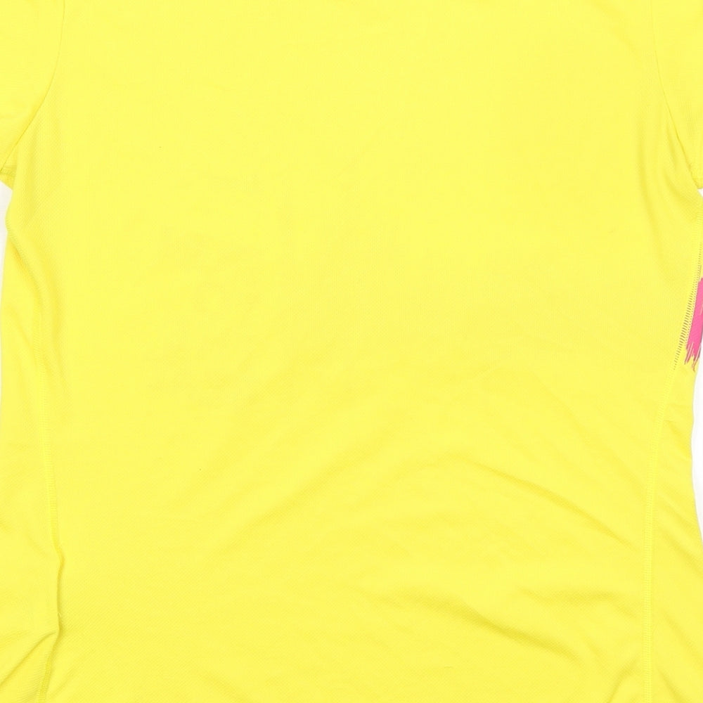 Nike Womens Yellow Polyester Basic T-Shirt Size S Round Neck Pullover