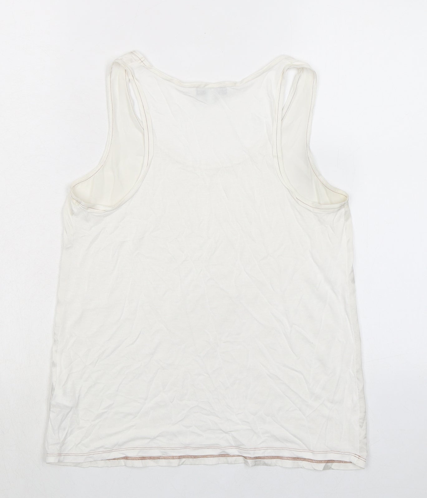 Reiss Womens Ivory Silk Basic Tank Size S Scoop Neck
