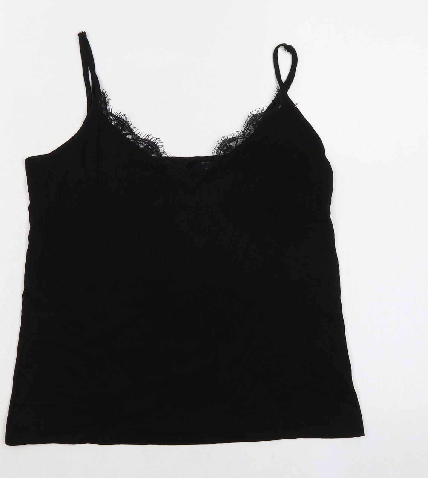 Ted Baker Womens Black Viscose Camisole Tank Size S V-Neck - Lace Trim