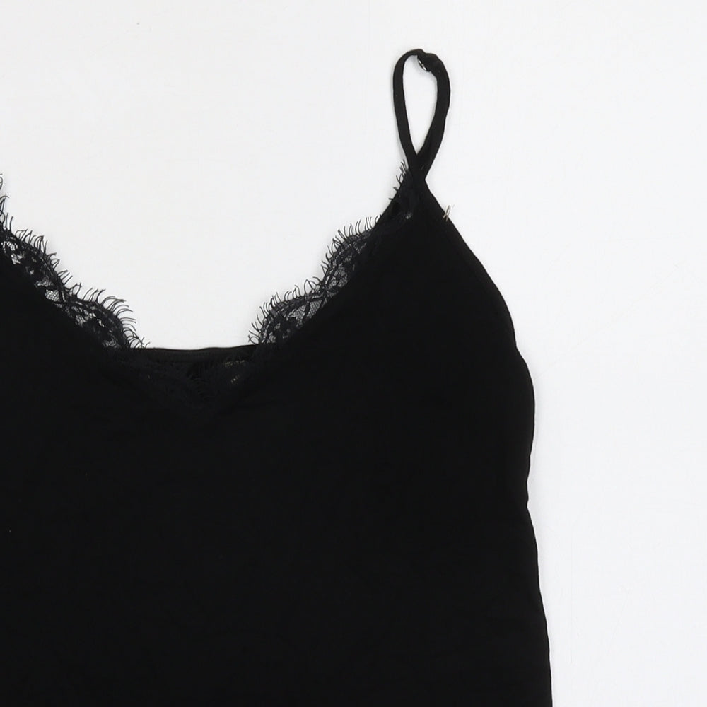 Ted Baker Womens Black Viscose Camisole Tank Size S V-Neck - Lace Trim