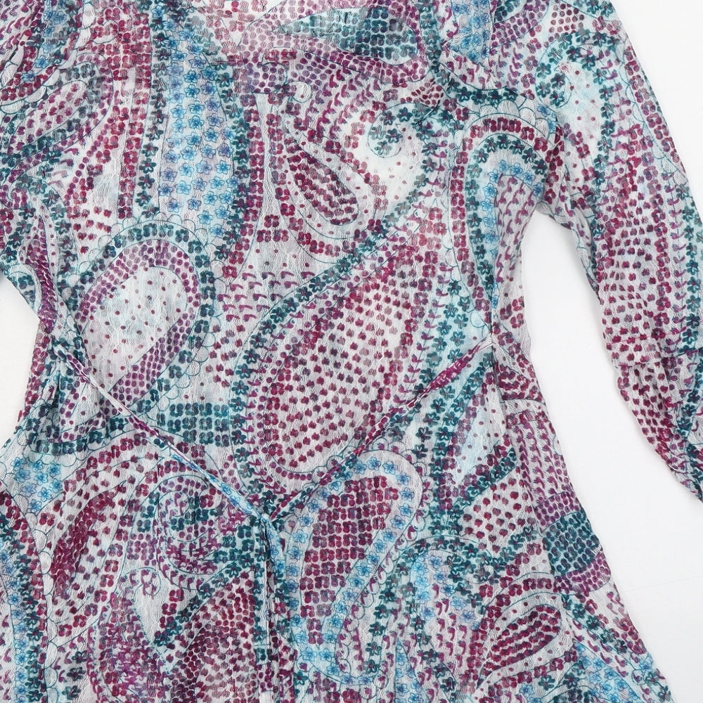 Per Una Womens Multicoloured Geometric Polyester Tunic Blouse Size 14 Square Neck