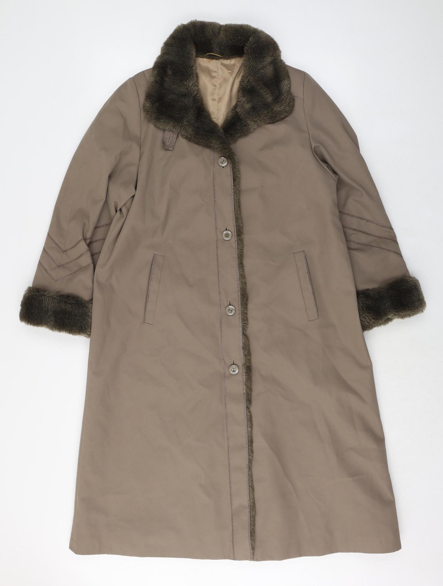 The Royal Collection Womens Beige Overcoat Coat Size 10 Button