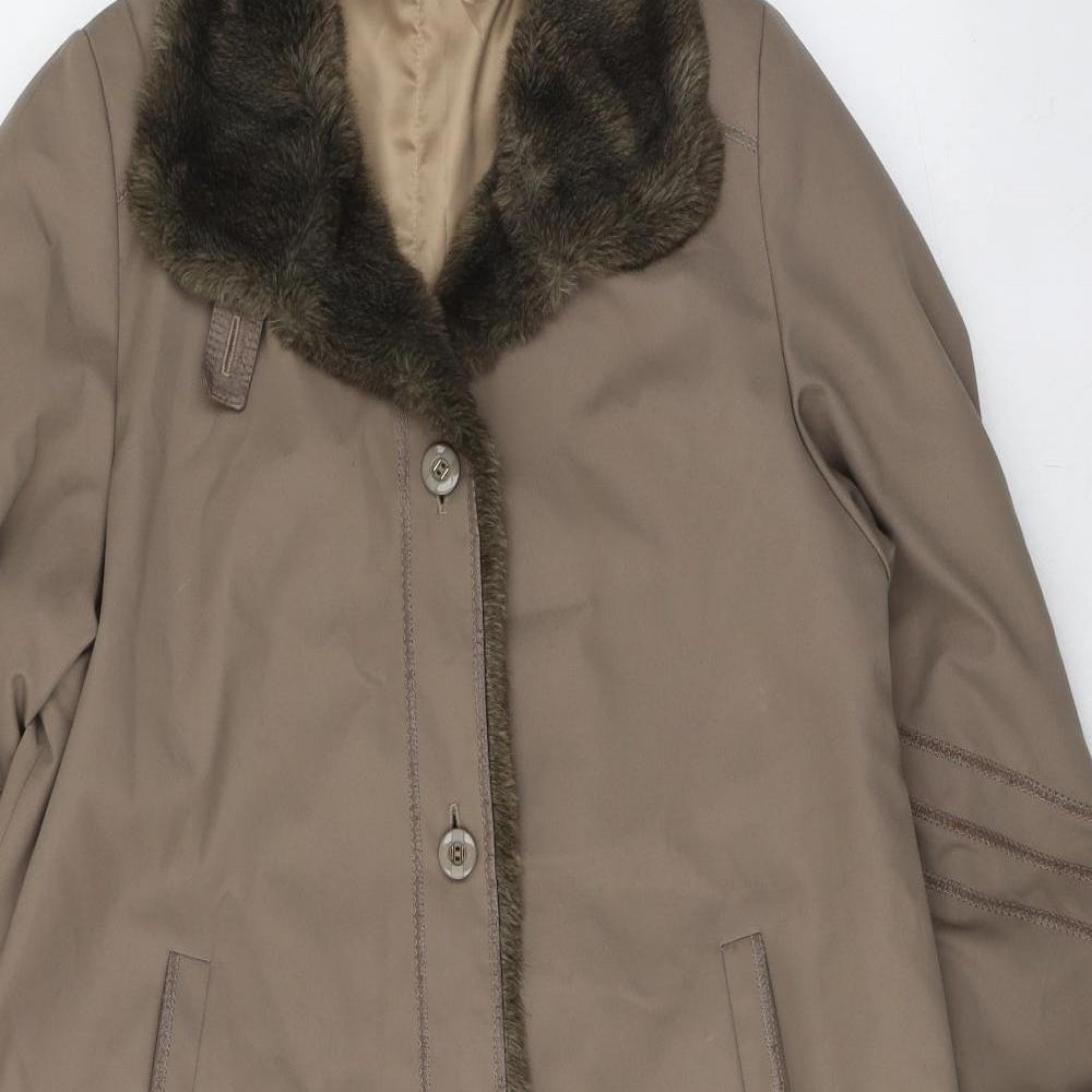 The Royal Collection Womens Beige Overcoat Coat Size 10 Button