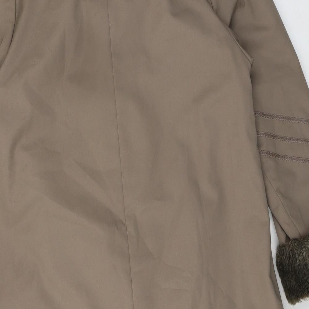 The Royal Collection Womens Beige Overcoat Coat Size 10 Button