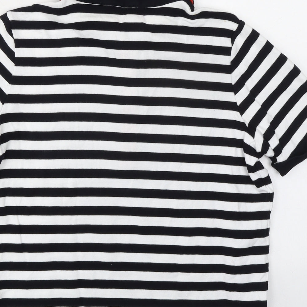 Viyella Womens Blue Striped 100% Cotton Basic Polo Size 10 Collared