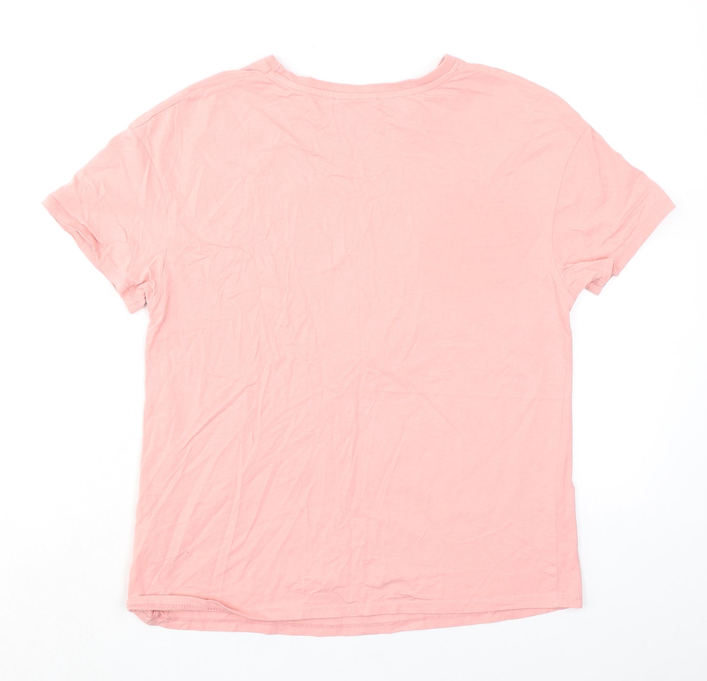 Peanuts Womens Pink 100% Cotton Basic T-Shirt Size 8 Crew Neck - Snoopy