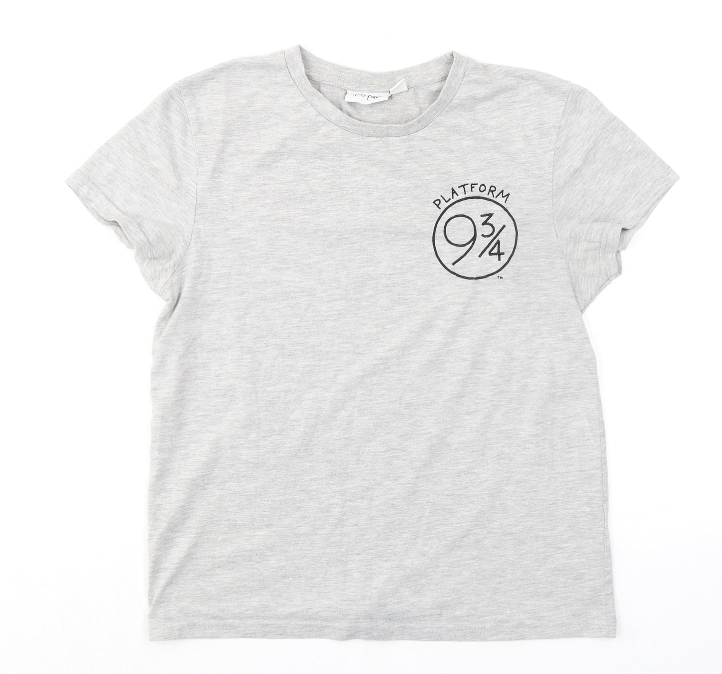 Harry Potter Womens Grey Cotton Basic T-Shirt Size 12 Round Neck - Platform 9 3/4