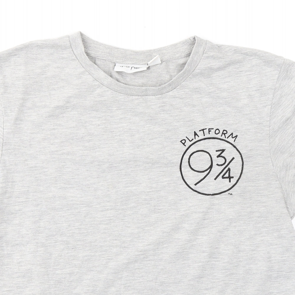 Harry Potter Womens Grey Cotton Basic T-Shirt Size 12 Round Neck - Platform 9 3/4