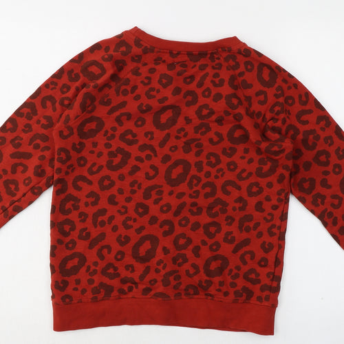 Brakeburn Womens Orange Animal Print 100% Cotton Pullover Sweatshirt Size 8 Pullover - Leopard pattern