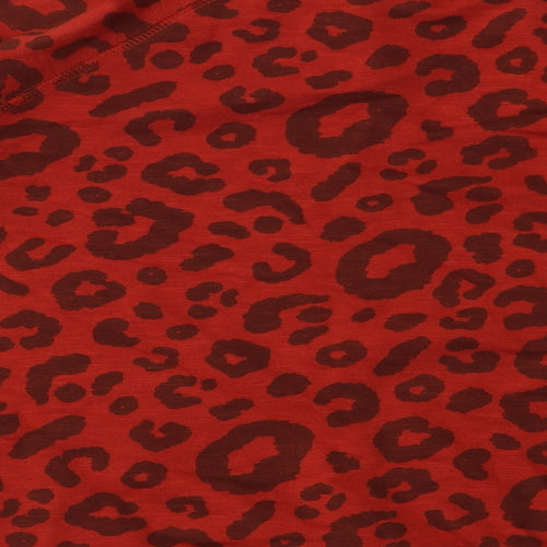 Brakeburn Womens Orange Animal Print 100% Cotton Pullover Sweatshirt Size 8 Pullover - Leopard pattern