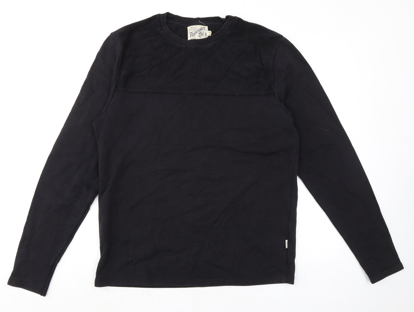 Topman Mens Black Cotton Pullover Sweatshirt Size M