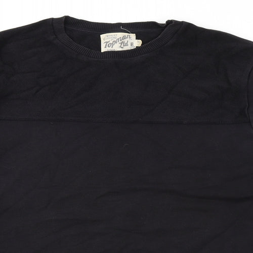 Topman Mens Black Cotton Pullover Sweatshirt Size M
