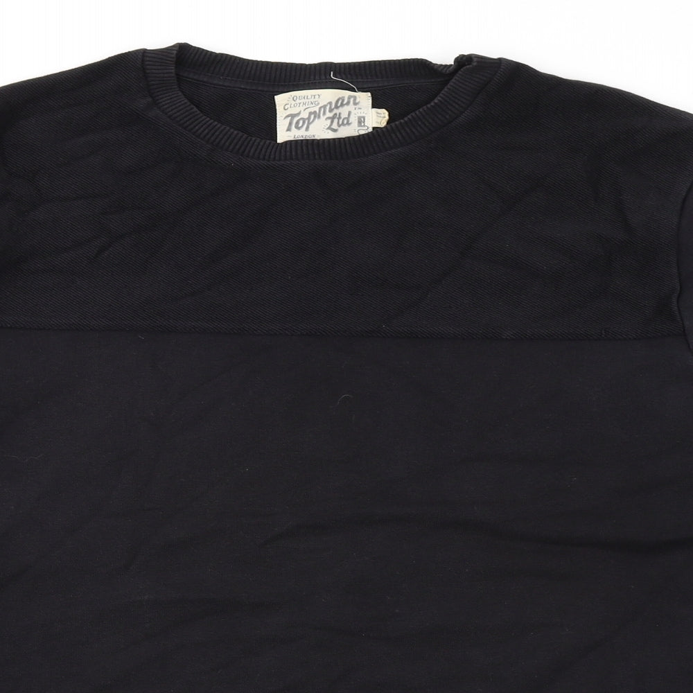 Topman Mens Black Cotton Pullover Sweatshirt Size M