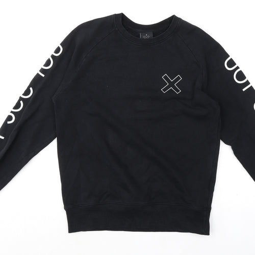 Earth Positive Mens Black Cotton Pullover Sweatshirt Size S