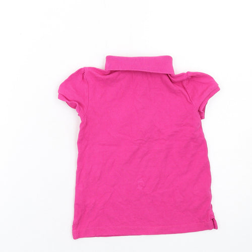 Polo Ralph Lauren Girls Pink Cotton Basic Polo Size 5 Years Collared Button