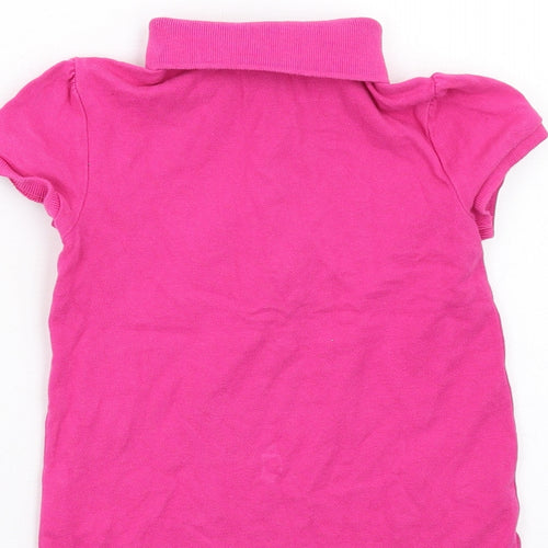 Polo Ralph Lauren Girls Pink Cotton Basic Polo Size 5 Years Collared Button