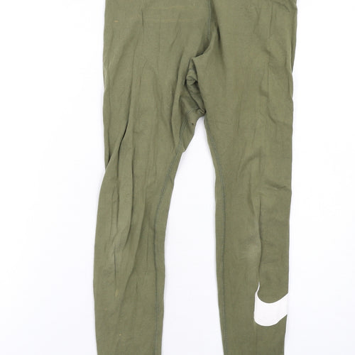 Nike Womens Green Cotton Carrot Leggings Size S L28 in - Logo Waistband