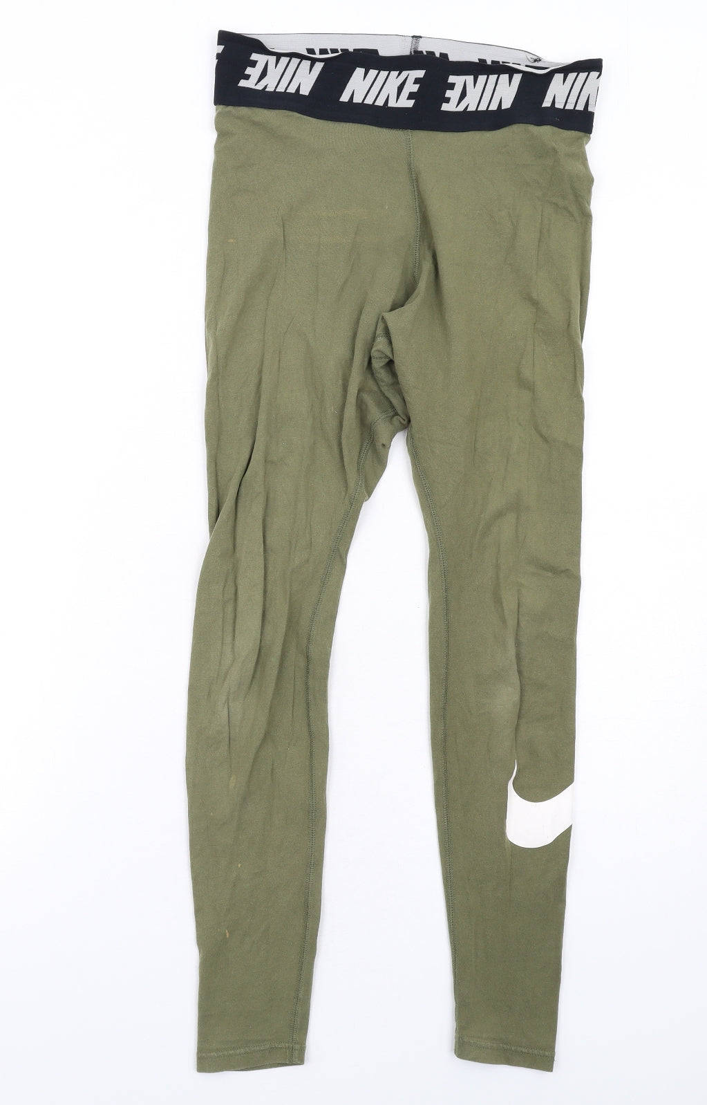 Nike Womens Green Cotton Carrot Leggings Size S L28 in - Logo Waistband