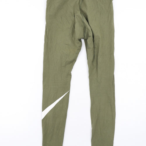 Nike Womens Green Cotton Carrot Leggings Size S L28 in - Logo Waistband