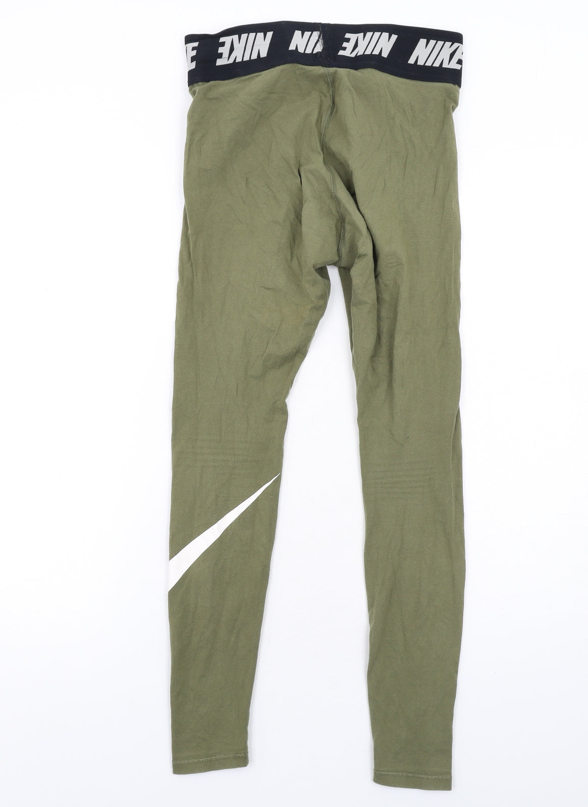 Nike Womens Green Cotton Carrot Leggings Size S L28 in - Logo Waistband