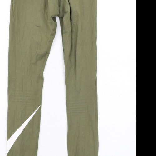 Nike Womens Green Cotton Carrot Leggings Size S L28 in - Logo Waistband