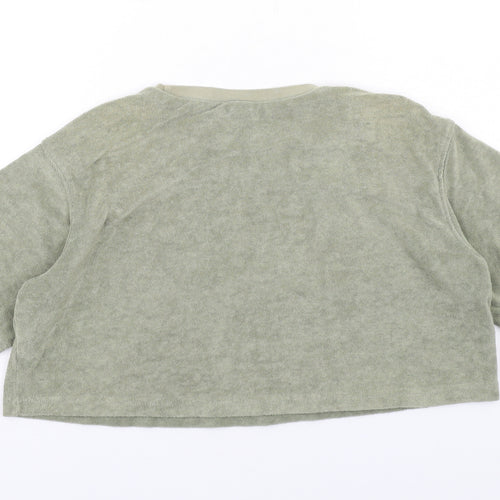 H&M Womens Green Polyester Cropped T-Shirt Size S Crew Neck