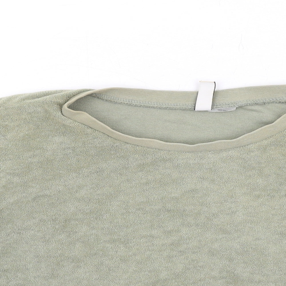 H&M Womens Green Polyester Cropped T-Shirt Size S Crew Neck