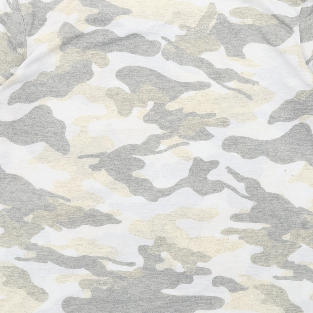 Marks and Spencer Womens Multicoloured Camouflage Polyester Basic T-Shirt Size 10 Crew Neck